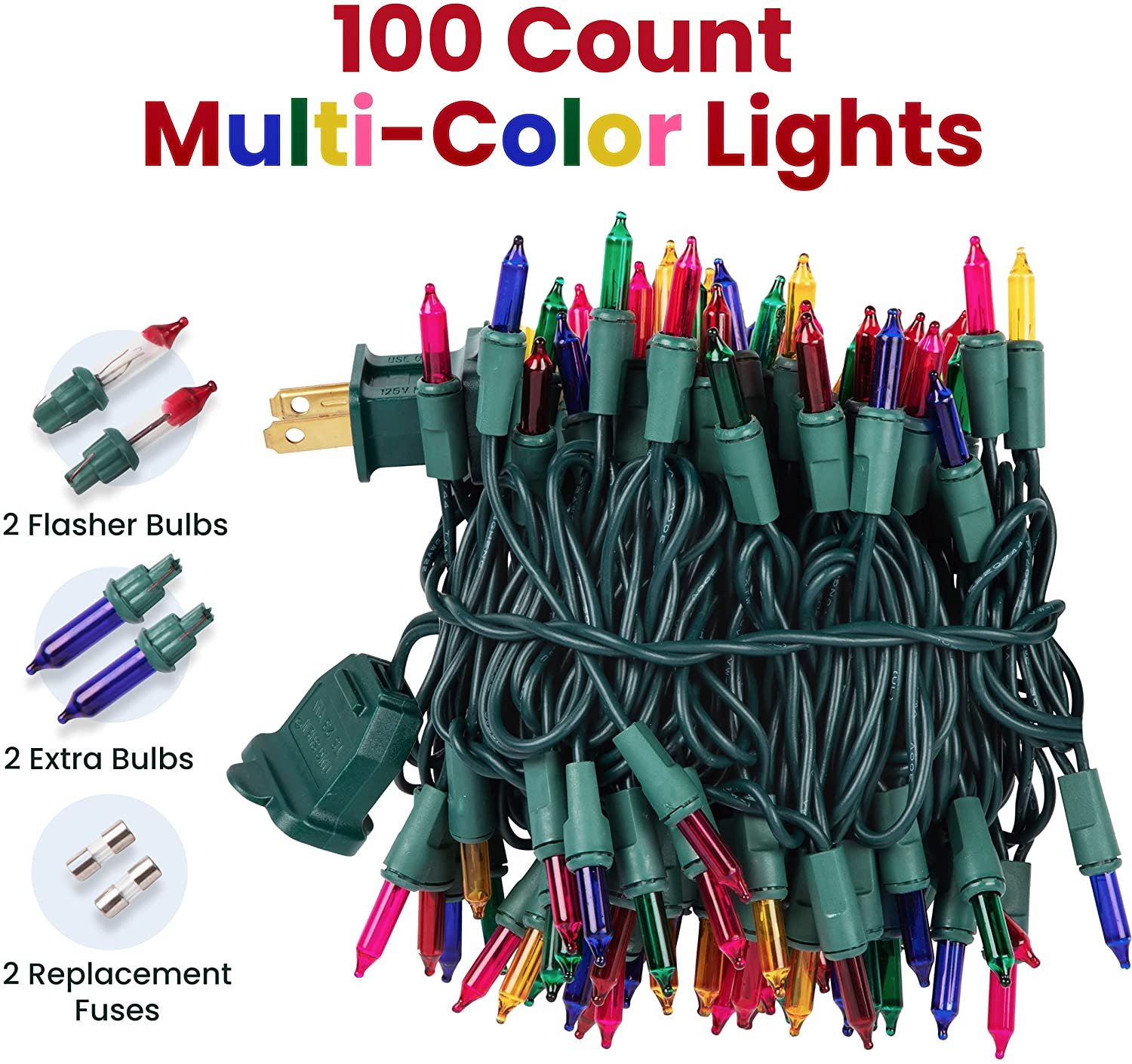 100Count Multi Color Christmas Lights Outdoor Indoor Colored Twinkle Xmas Tree Lights