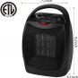 Electric Space Heater 1500W/750W Ceramic with Thermostat Safe n Quiet for Office Room Desk Portable