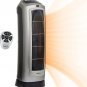 Ceramic Space Tower Heater, 8.5&acirc;�&sup3;L x 7.25&acirc;�&sup3;W x 23&acirc;�&sup3;H, Silver
