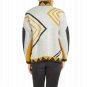 Geometric Print Hook Closure Women's Jacket in Gray