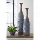 2 Piece Port Gray/Brown Resin Floor Vase Set