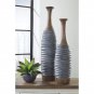 2 Piece Port Gray/Brown Resin Floor Vase Set