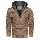 Winter Fashion Motorcycle Leather Jacket Men Slim Fit Oblique Zipper PU