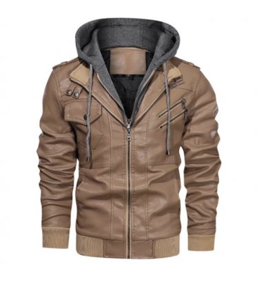 Winter Fashion Motorcycle Leather Jacket Men Slim Fit Oblique Zipper PU