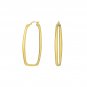 Earrings Gold Plated 925 Sterling Silver Rectangular Drop Hoop