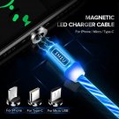 LED Magnetic USB Phone Cable Micro Type C Fast Charger