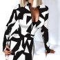 Autumn And Winter Women's Long-sleeved V-neck Zipper Bag Hip Tight Dress