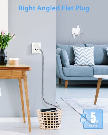 Surge Protector Power Strip - 8 Widely Outlets with 4 USB Charging Ports.
