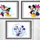 Mickey Mouse Minnie Mouse Disney Set print, poster watercolor nursery room decor Digital files