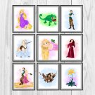 Digital files, Tangled Set 6 print, Rapunzel poster watercolor nursery room home decor, room walls