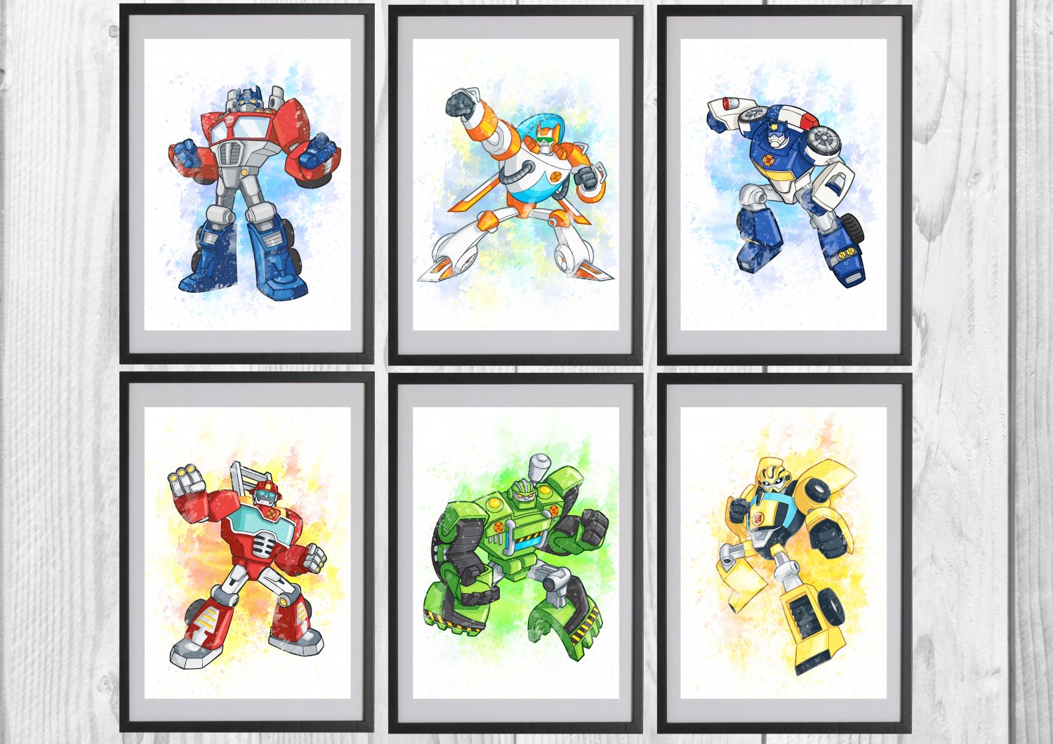 Digital files, Transformers: Rescue Bots Set 6 print, poster watercolor nursery room home decor