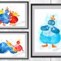 Digital files, Twirlywoos Baby Set 3 print, poster watercolor nursery room home decor, room walls