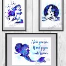 Digital files, Little Mermaid Ariel Set print, poster watercolor nursery room home decor