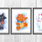 Digital files, The AristoCats Disney Set print, poster watercolor nursery room home decor,