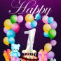 Digital files, Happy birthday, number 1 Set print, poster watercolor nursery room home decor