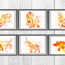 Digital files, Animals Set print, poster watercolor nursery room home decor