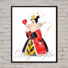 Digital files, Alice In Wonderland Disney Queen of Hearts print, poster watercolor nursery room