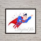 Digital files, Superman Superhero print, poster watercolor nursery room decor