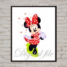Digital files, Minnie Mouse Disney print, baby poster watercolor nursery room home decor