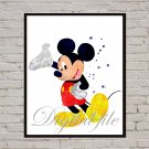 Digital files, Mickey Mouse Disney print, baby poster watercolor nursery room home decor