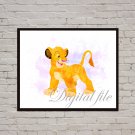 Digital files, Lion King Simba Disney print, baby poster watercolor nursery room home decor