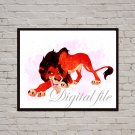 Digital files, Lion King Scar Disney print, baby poster watercolor nursery room home decor