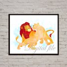 Digital files, Lion King Simba Disney print, baby poster watercolor nursery room home decor