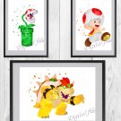 Digital files, Super Mario Bros Set print, poster watercolor nursery room home decor
