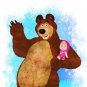 Digital files, Masha and the Bear print, baby poster watercolor nursery room home decor