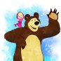 Digital files, Masha and the Bear print, baby poster watercolor nursery room home decor