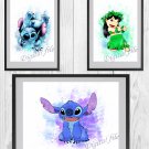 Digital files, Lilo & Stitch Disney print, baby poster watercolor nursery room home decor