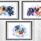 Digital files, Puppy Dog Pals Disney Set print, poster watercolor nursery room home decor