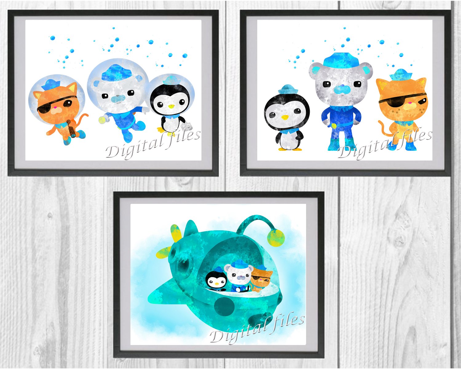 Digital files, Octonauts Set print, poster watercolor nursery room home decor room