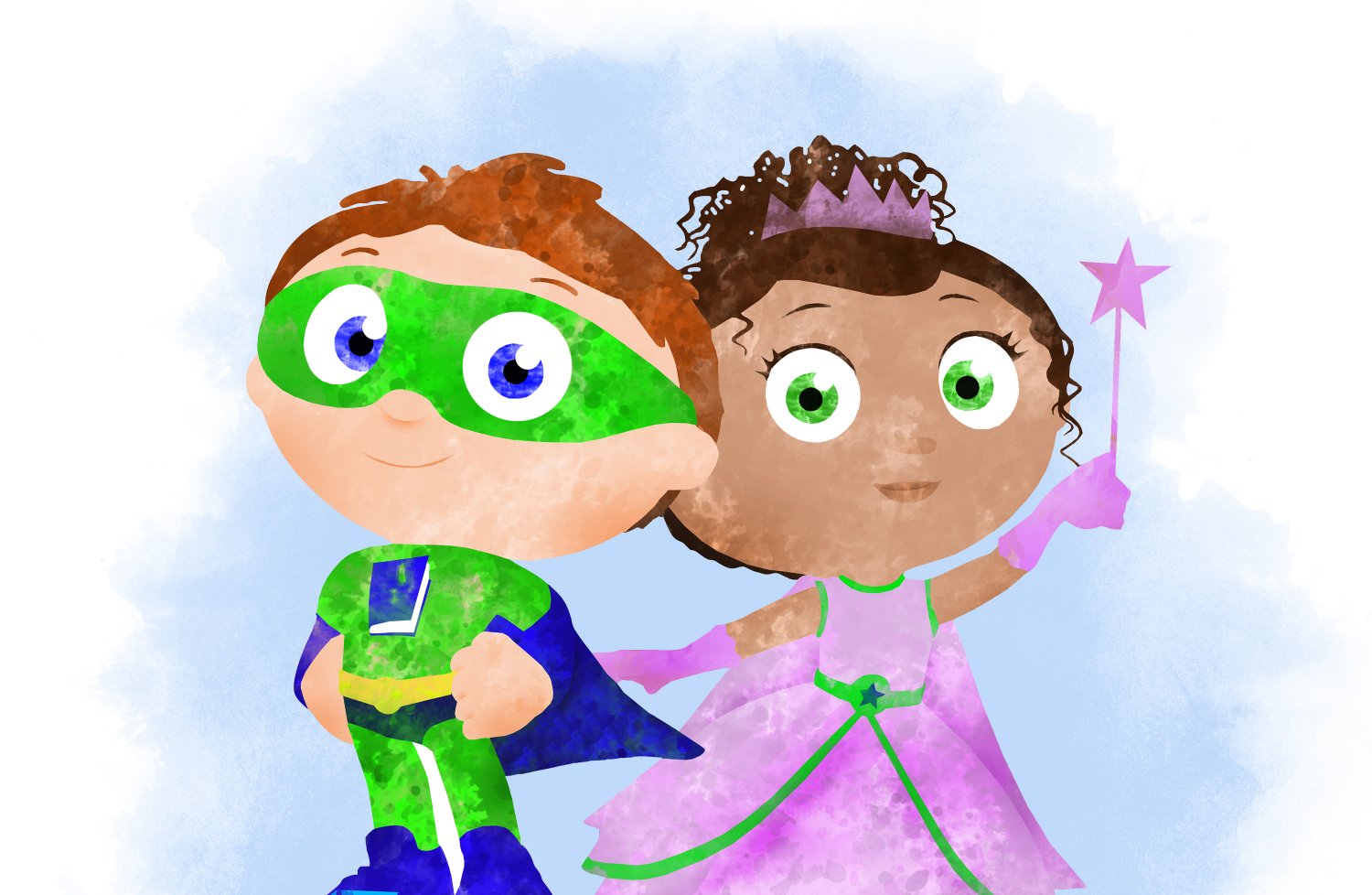 Digital files, Super Why Sleeping Beauty Set print, poster watercolor ...