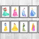 Digital files, Princess Baby Ariel Disney Set print, poster watercolor nursery room home decor