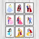 Digital files, Princesses with princes Disney Set print, poster watercolor nursery room home decor