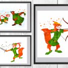 Digital files, Robin Hood Disney Set print, poster watercolor nursery room home decor