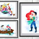 Digital files, Little Mermaid Ariel Disney Set print, poster watercolor nursery room home decor