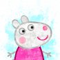 Digital files, Peppa Pig Set print, baby poster watercolor nursery room home decor
