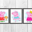 Digital files, Peppa Pig Set print, baby poster watercolor nursery room home decor