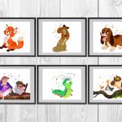 Digital files, Fox and the Hound Disney Set print, poster watercolor nursery room home decor
