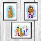 Digital files, Scooby Doo Set print, poster watercolor nursery room home decor