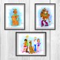 Digital files, Scooby Doo Set print, poster watercolor nursery room home decor