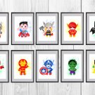 Digital files, Superheroes Marvel Avengers Set print, poster watercolor nursery room home decor