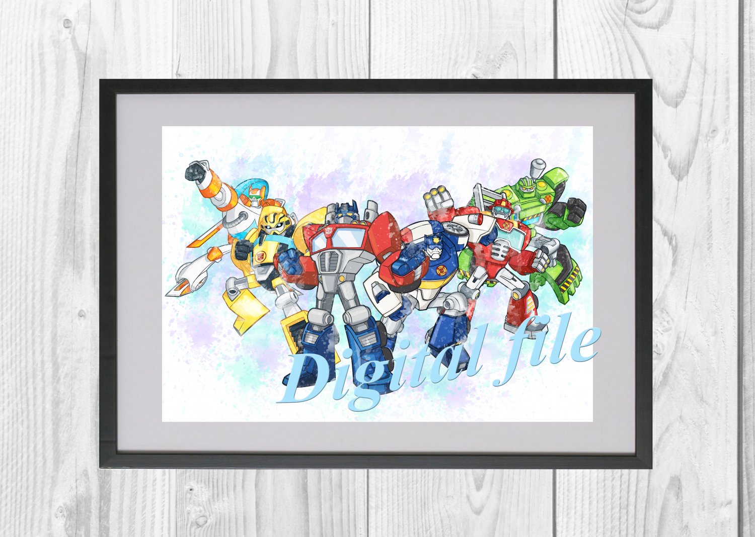 Digital files, Transformers: Rescue Bots Set print, poster watercolor nursery room home decor