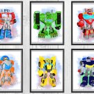 Digital files, Transformers: Rescue Bots 6 Set print, poster watercolor nursery room home decor