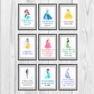 Digital files, Disney Princess Quotes Set print, poster watercolor nursery room home decor