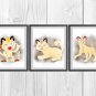 Digital files, Pokemon Meowth Set print, poster watercolor nursery room home decor