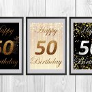 Digital files, Happy birthday 50 Set print, poster watercolor nursery room home decor