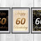 Digital files, Happy birthday 60 Set print, poster watercolor nursery room home decor